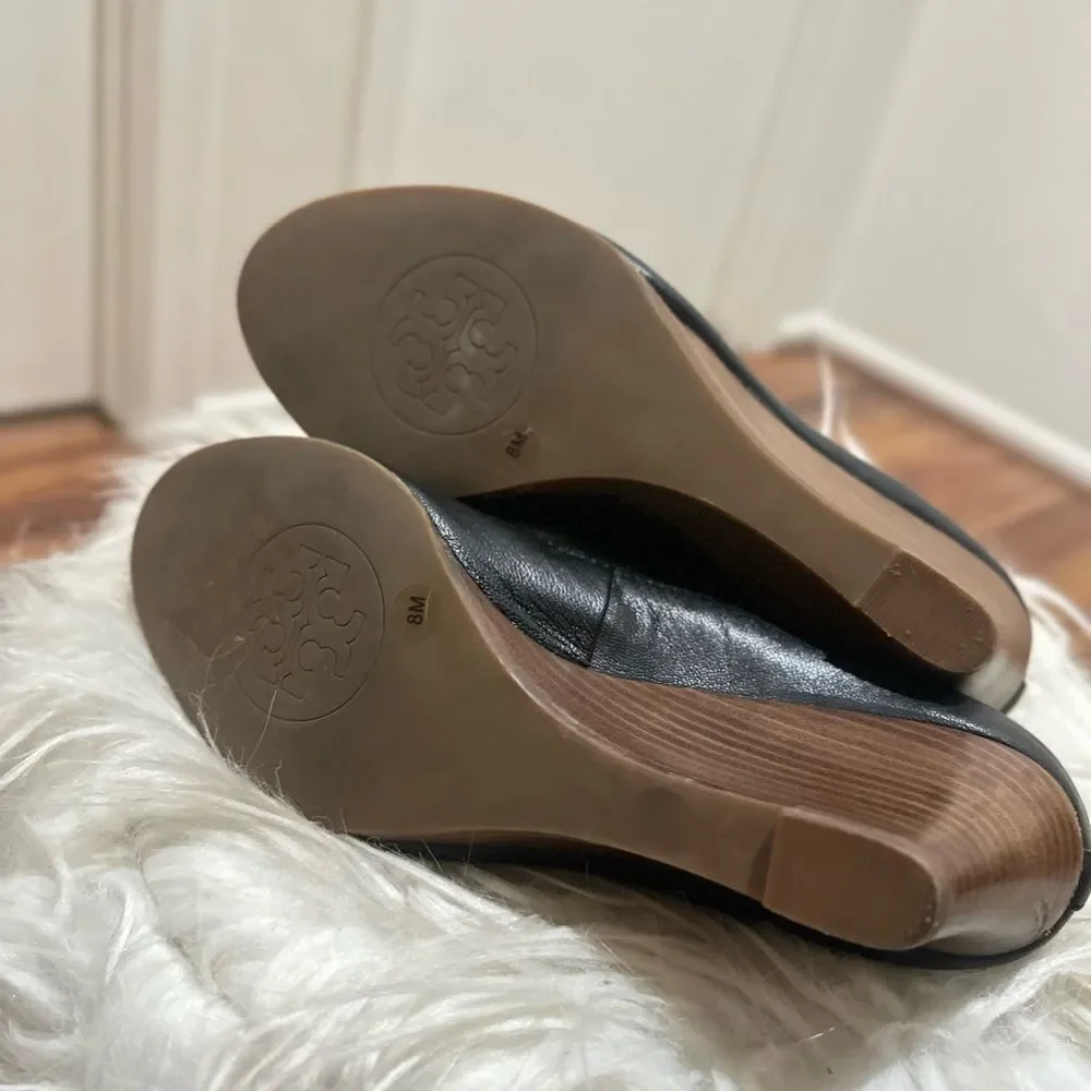 TORY BURCH Elegant Black Wedge Heels SIZE 8